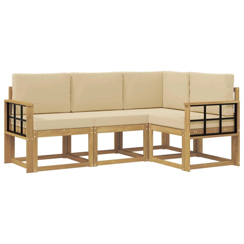 Set di divani da esterno 4 pz Bianco e Beige 3387572