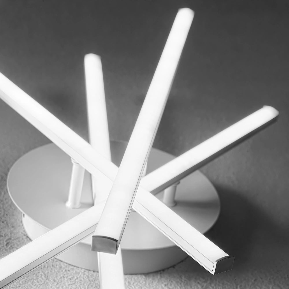 Plafoniera led moderna Tullia 40W 2200lm luce naturale 4000K, design geometrico bianco, alluminio e silicone, IP20, led integrato