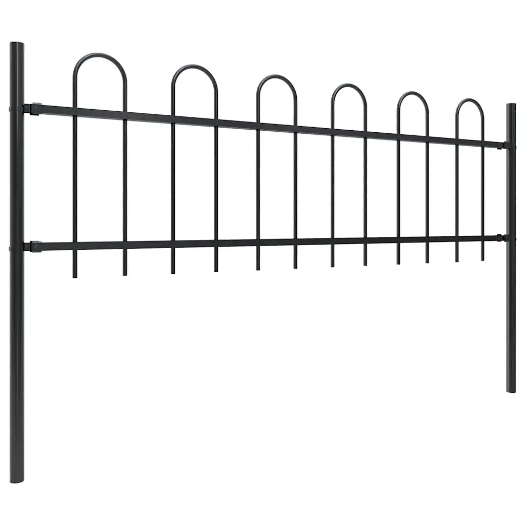 Recinzione da Giardino con Parte Superiore ad Anello in Acciaio 337x60 cm Nero 277639