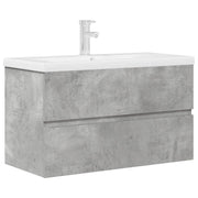 Set Mobili da Bagno | Armadio da bagno 2 pz Grigio Cemento in Legno Multistrato