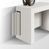 PAZZO DESIGN Tavolo Consolle Allungabile con porta prolunghe, Bianco Frassinato, Made in Italy, da 45 a 300 cm