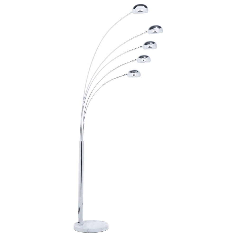 Lampada da Terra Colore Argento Metallo Cromato 210 cm Orientabile 5 Luci