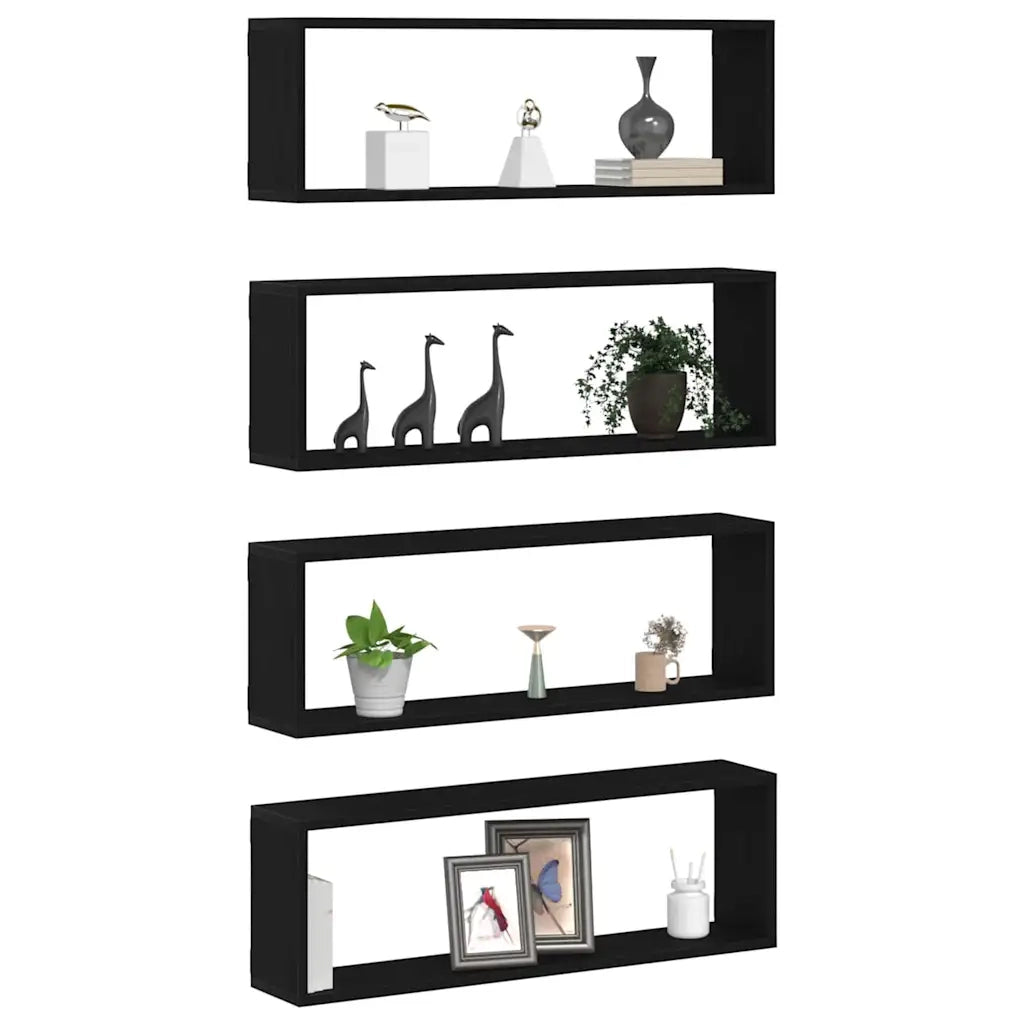 Scaffali da parete 4 pcs Rovere Nero 80 x 15 x 26 cm 862644