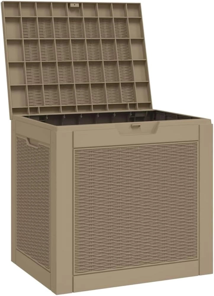 Scatola portaoggetti da giardino in PP marrone chiaro 55,5 x 43 x 53 cm, Baul per esterni, Baul per esterni, Baul per giardino, Baul Garden