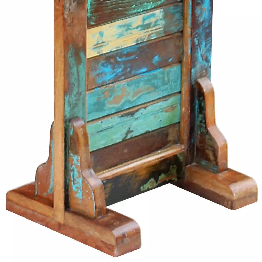 Specchio da Ingresso in Legno Massello di Recupero-Mobile con specchio 47x23x180 cm