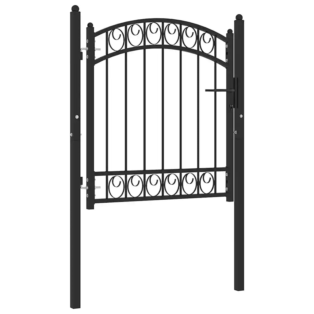 Cancello per recinzione Emmen con parte superiore ad arco in acciaio 100x86 cm Nero 146368