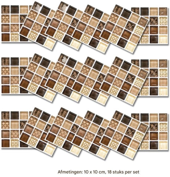 Tegelstickers Decorativi - Pacchetto da 36 - Adesivi Self-Lavore - Impermeabili - Tegelstickers per Cucina e Bagno - Decorativi - 10 x 10 Cm - QT-051-1