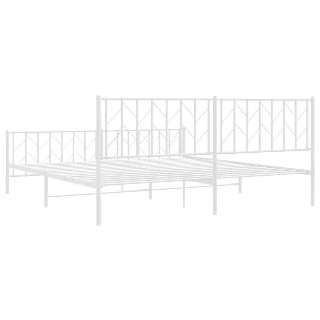 Giroletto con Testiera e Pediera Metallo Bianco 193x203 cm 374510