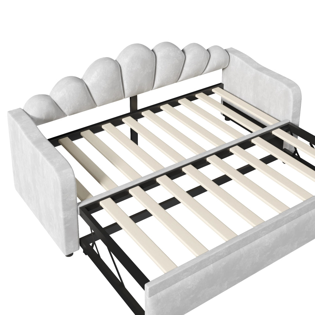 Letto Imbottito Estraibile con LED ¨C MINIMAL ¨C Grigio 90x200
