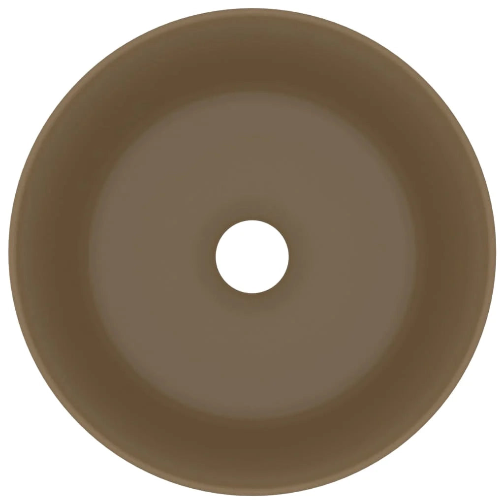 Lavabo da appoggio rotondo di lusso lavabo da bagno guardaroba cucina arredamento per la casa 40 x 15 cm ceramica crema opaca 02_0002760