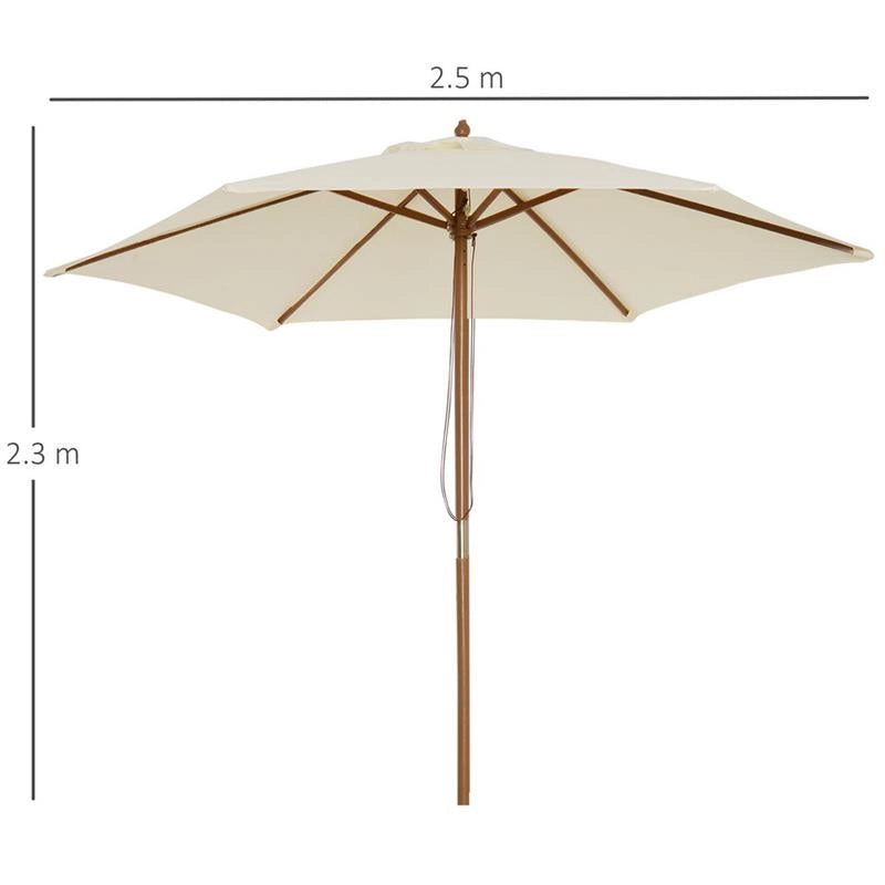 OMBRELLONE DA GIARDINO IN LEGNO E POLIESTERE 2.5 X 2.3 M BEIGE