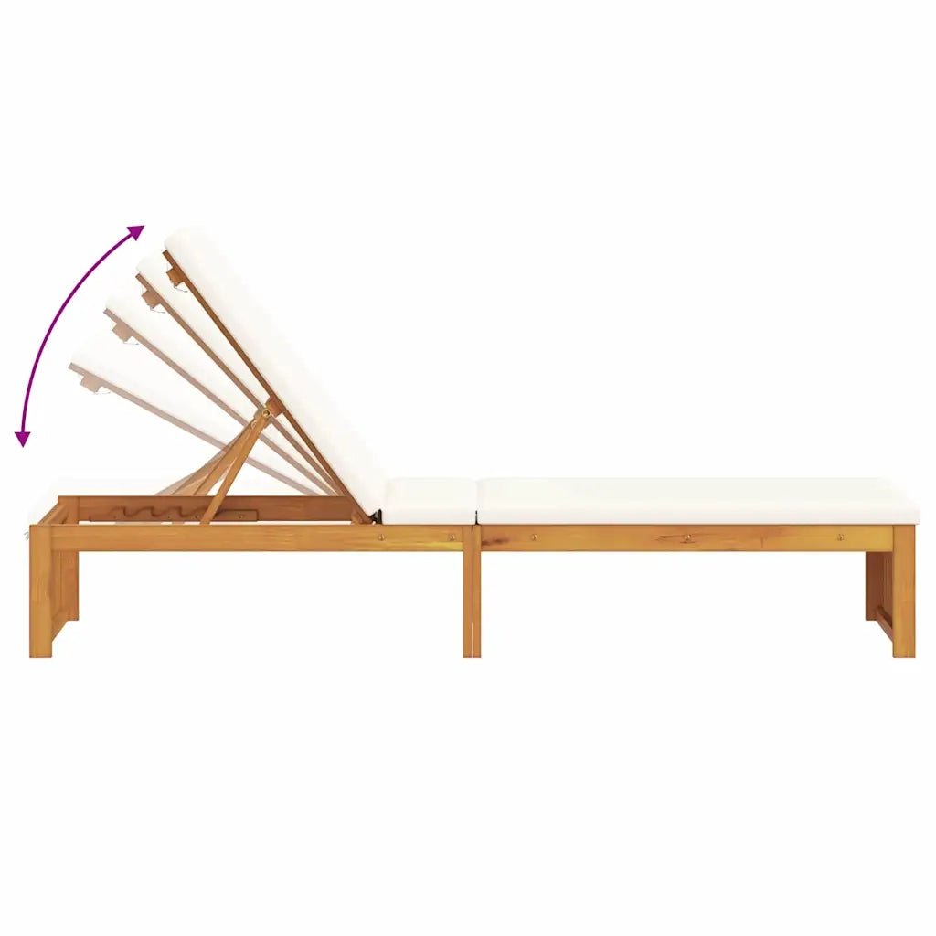 Lettino da sole con cuscino Olio Naturale 200 x 55 x 94 cm 4108115