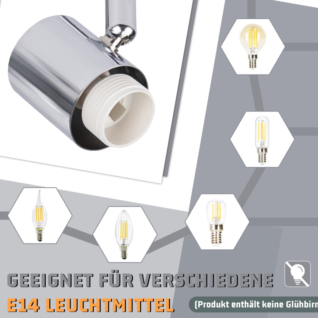 ZMH Faretto da soffitto bianco E14 Faretto orientabile con paralume in vetro per interni a 3 lampadine senza centro luce