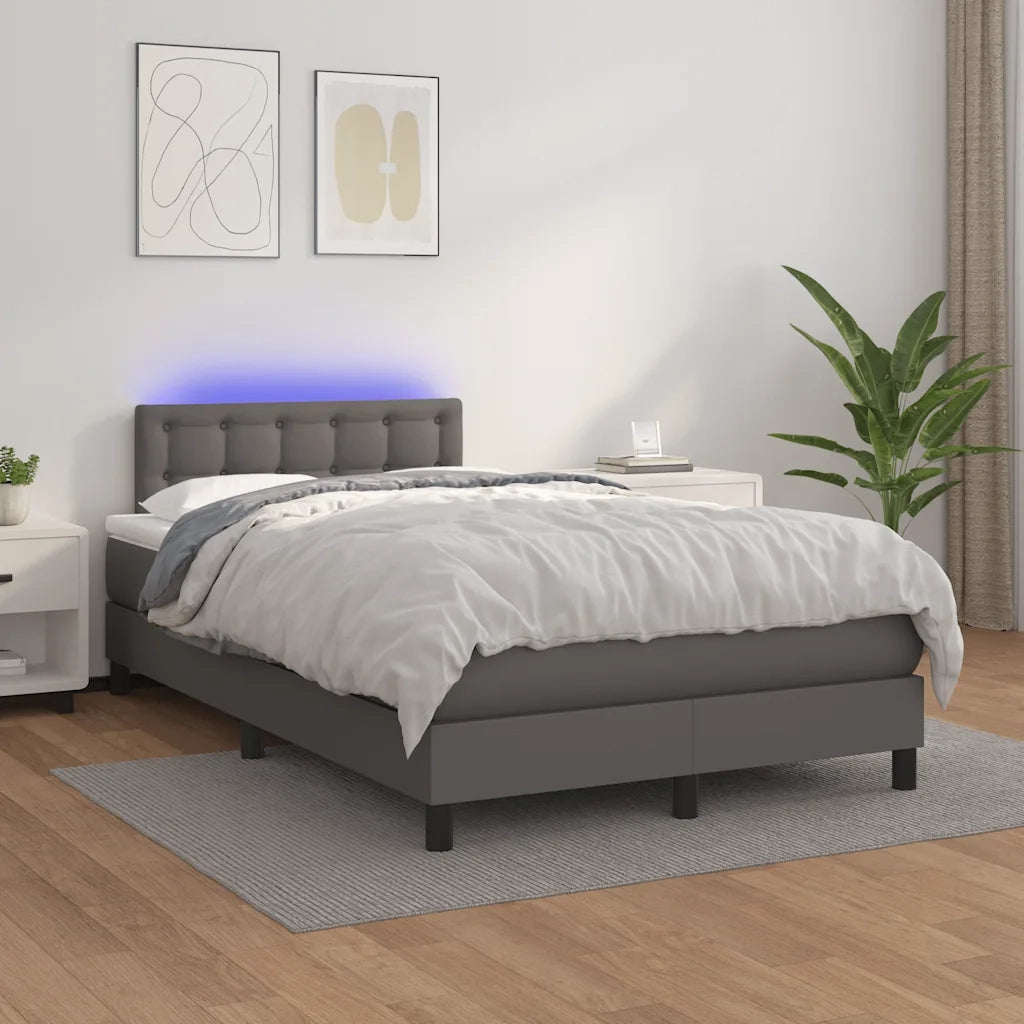 Giroletto Molle con Materasso e LED Grigio 120x190cm Similpelle 3270139