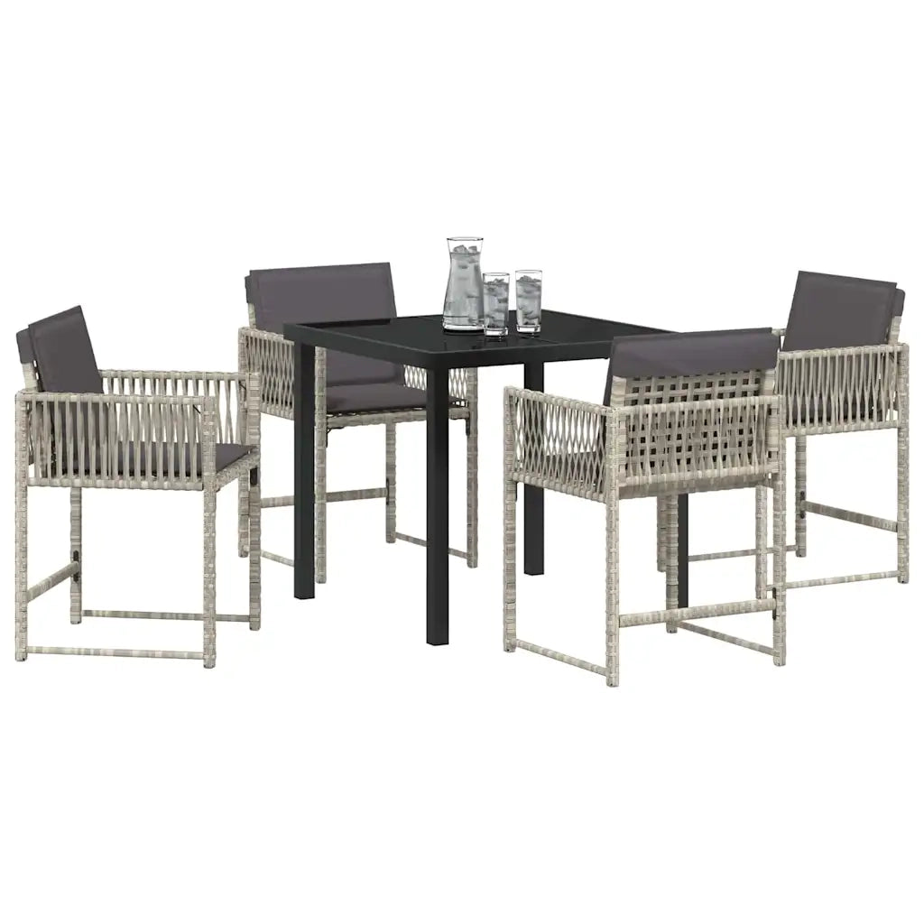 Set da Pranzo per Giardino 5 pcs Grigio chiaro polyrattan 3380761