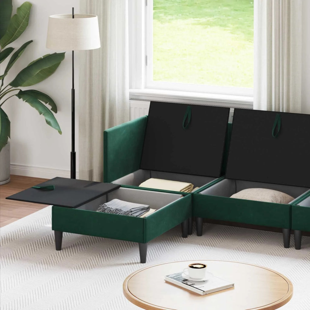 Set di mobili per il soggiorno 5 pcs Verde Scuro Velluto 3413741