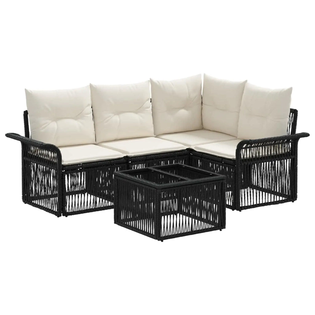 Set Divano da Giardino 5 pcs Nero polyrattan 3434824