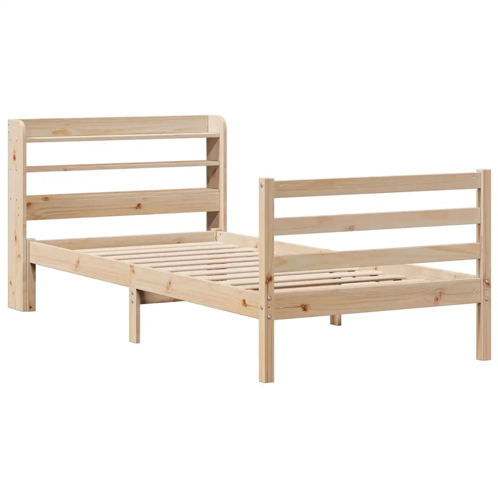 Giroletto con Testiera-Struttura Letto con testiera 90x190 cm in Legno Massello di Pino 874200
