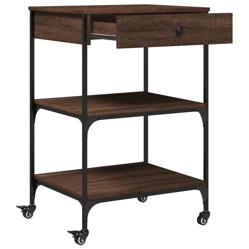Carrello Cucina-Scaffale per Cucina Rovere Marrone 60x48x89,5 cm Legno Multistrato