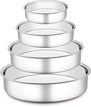 Set di Muffin di 4 Pezzi in Acciaio Inossidabile - Rondi - Resistenti al Lavastoviglie - Sicuri per l'Alimentazione - Luccicanti e Duraturi - Muffin di Torta