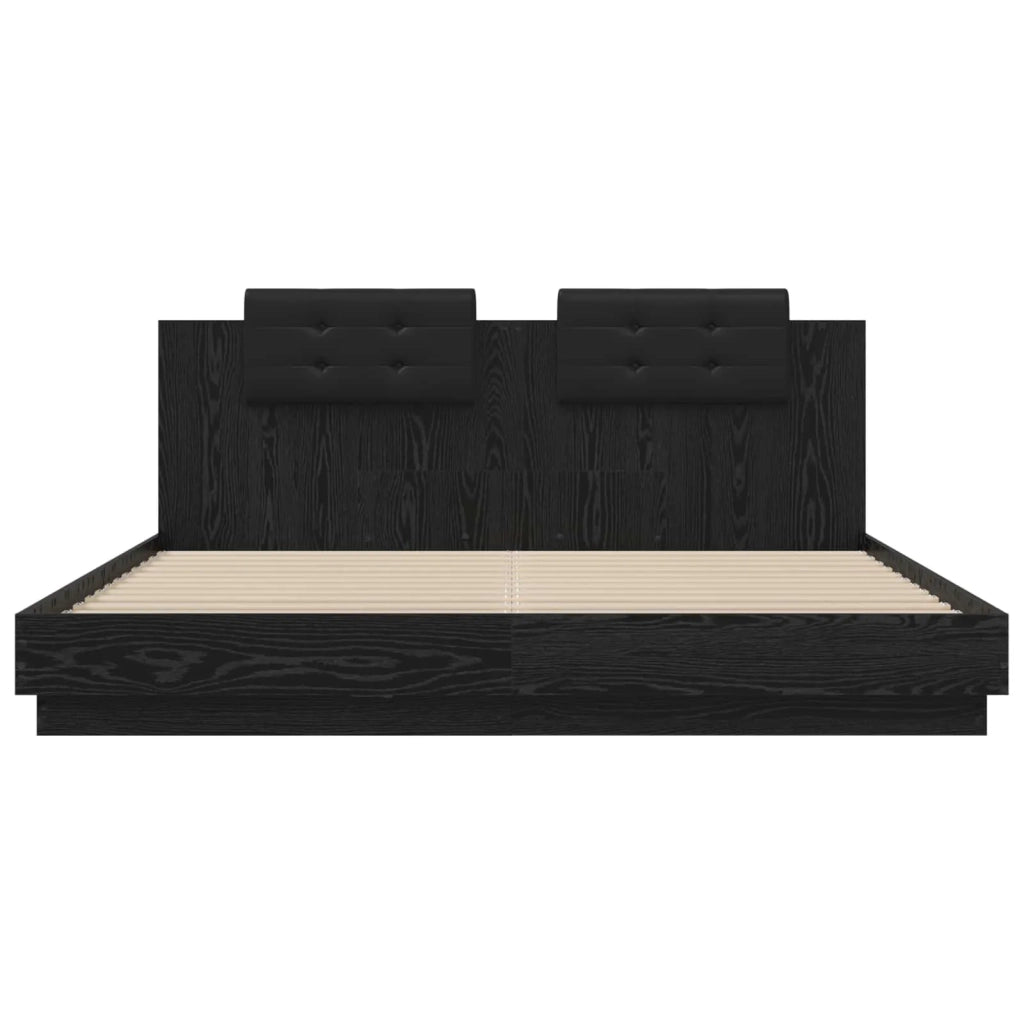 Struttura letto con testata-Giroletto Rovere Nero 200 x 200 cm