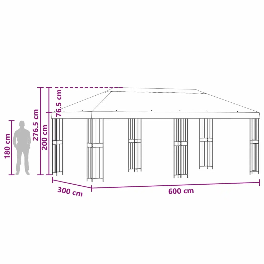 Gazebo con pareti laterali 6 x 3 m Giallo Poliestere e Acciaio 3375989