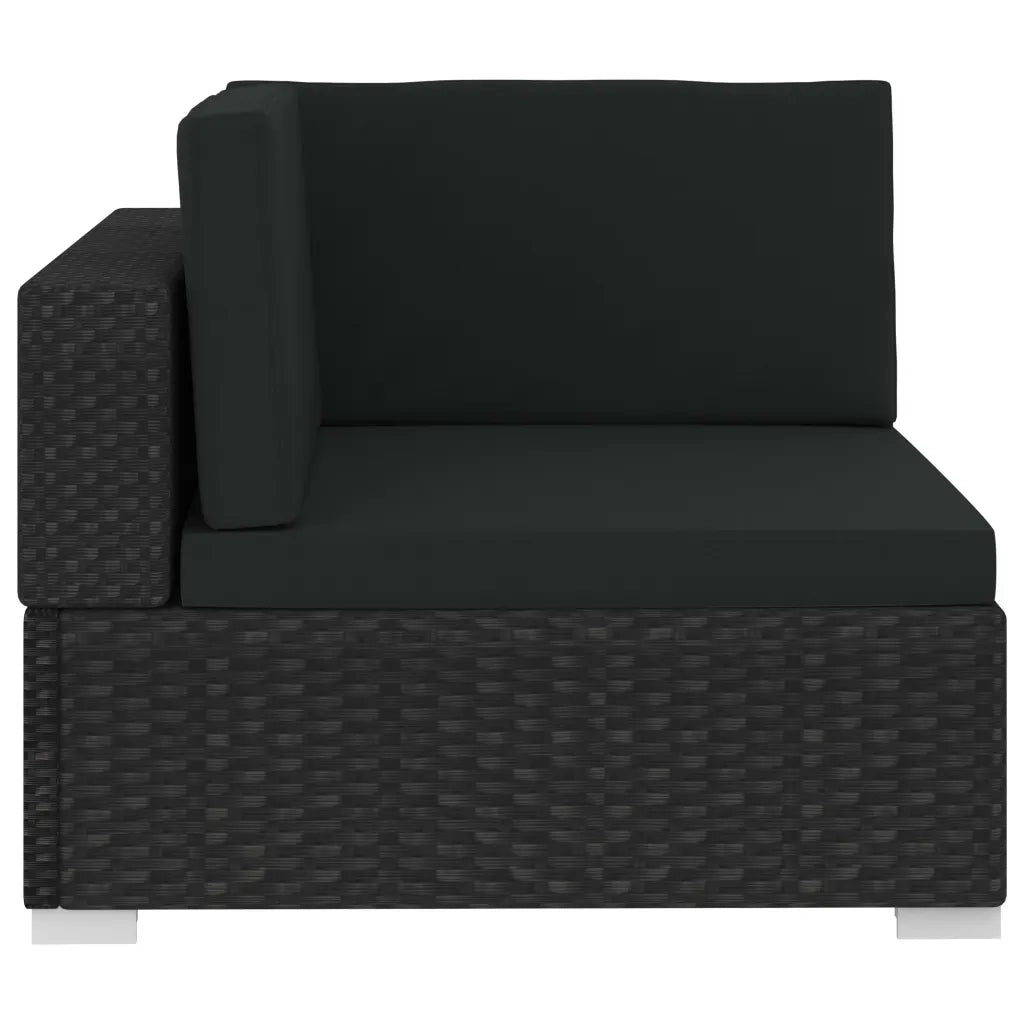Set Divani da Giardino 3 pz con Cuscini in Polyrattan Nero cod mxl 34669