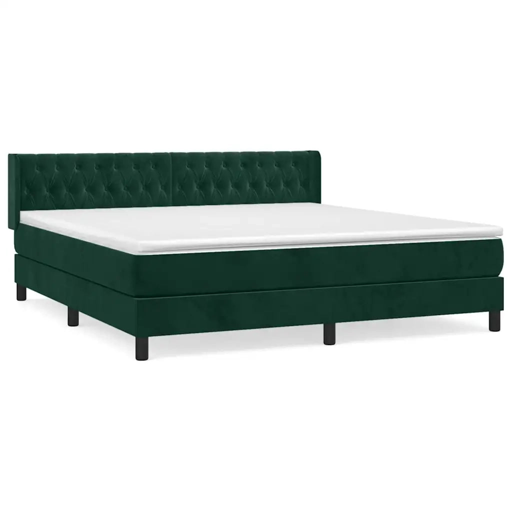 Giroletto a Molle con Materasso Verde Scuro 160x200 cm Velluto 3131150