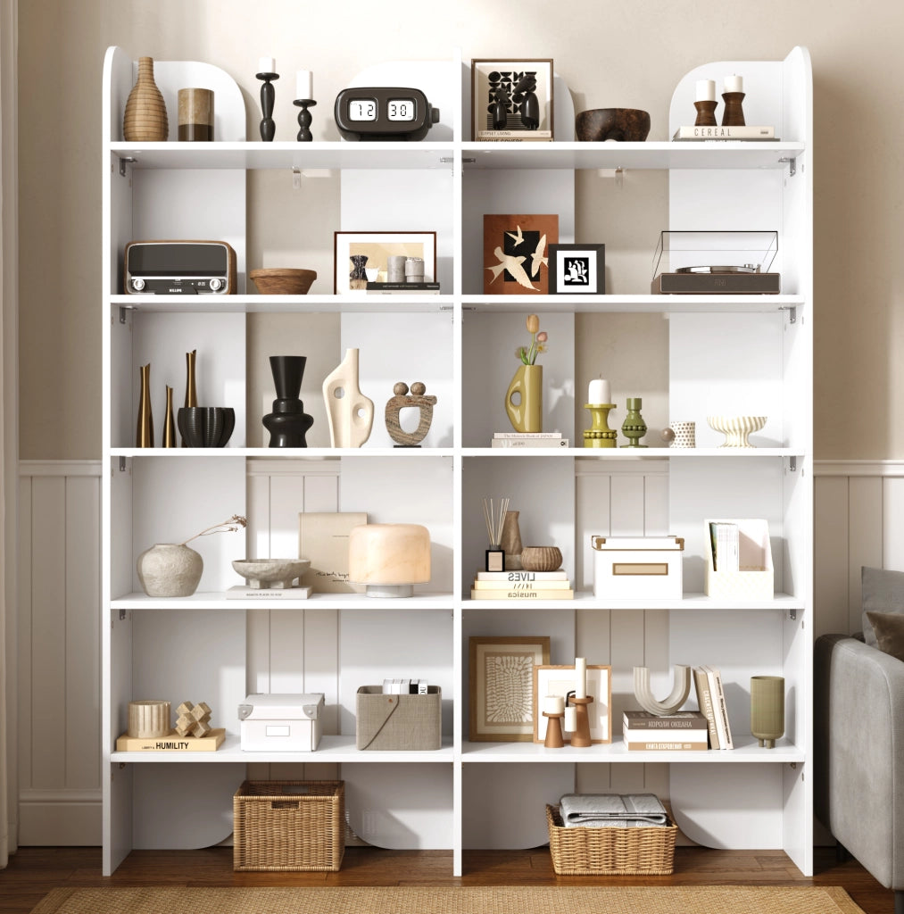 Libreria a giorno con 5 ripiani 160x135x25 cm in truciolare bianco