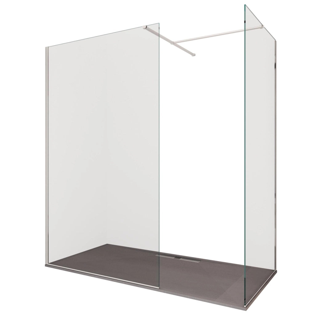 Box Doccia Parete Walk-In 80x100 cm 2 Lati in Cristallo Trasparente 8 mm H195 Bonussi Ambre