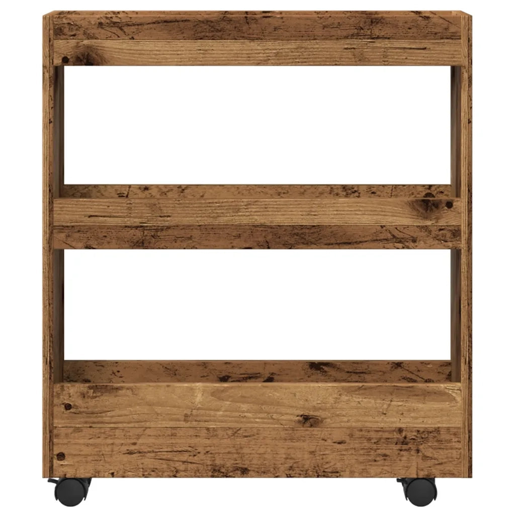 Carrello Stretto a 3 Livelli Legno Vecchio in Truciolato 855248