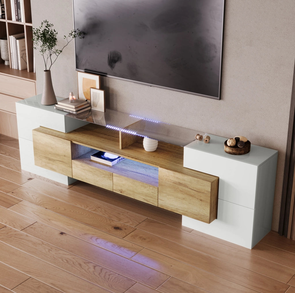 Mobile TV con illuminazione LED multicolore; 200 x 35 x 60 cm; MDF; colore naturale