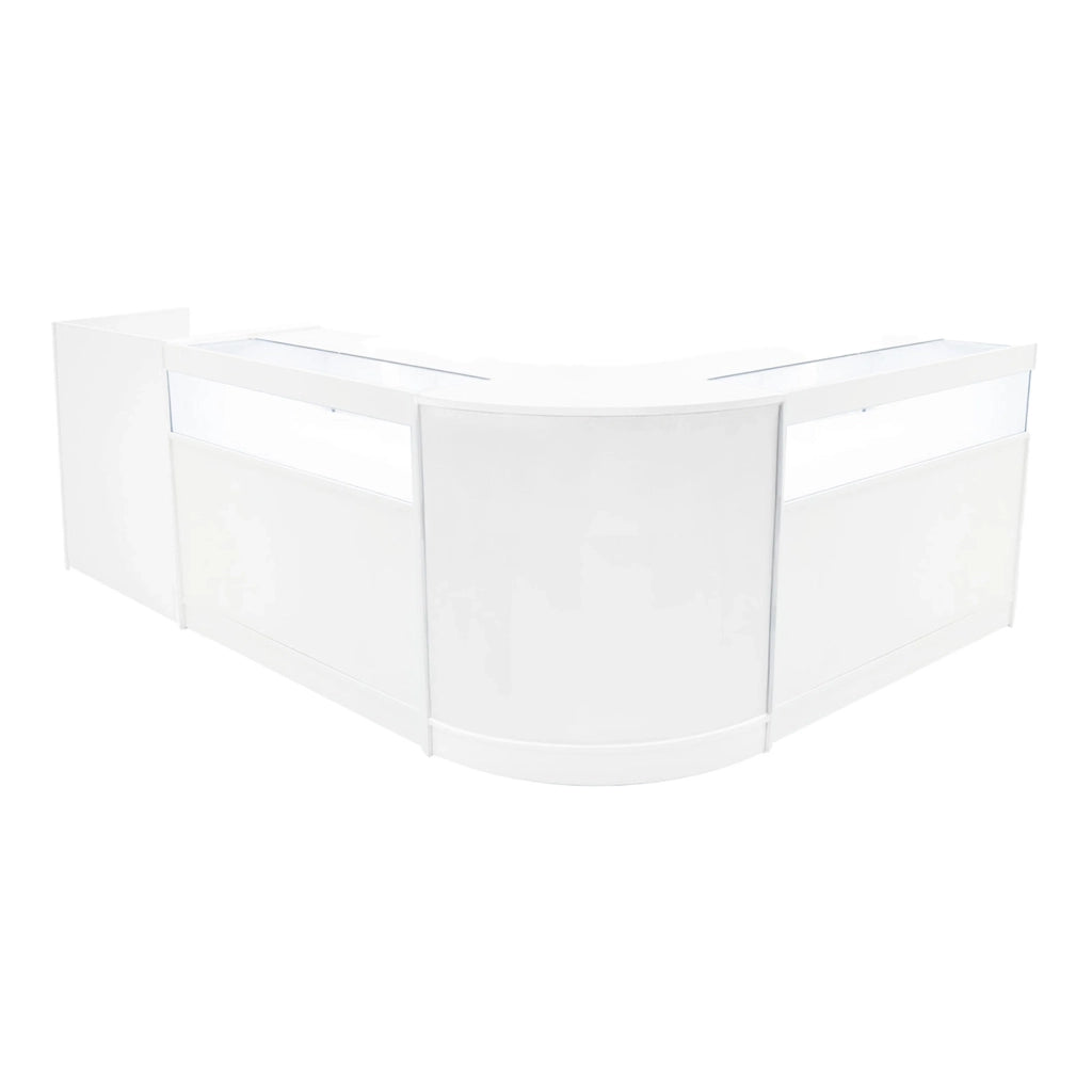 Set Banconi Negozio Bianco Luna LED B1200 CM60 TB60 con Serrature e Vetrina