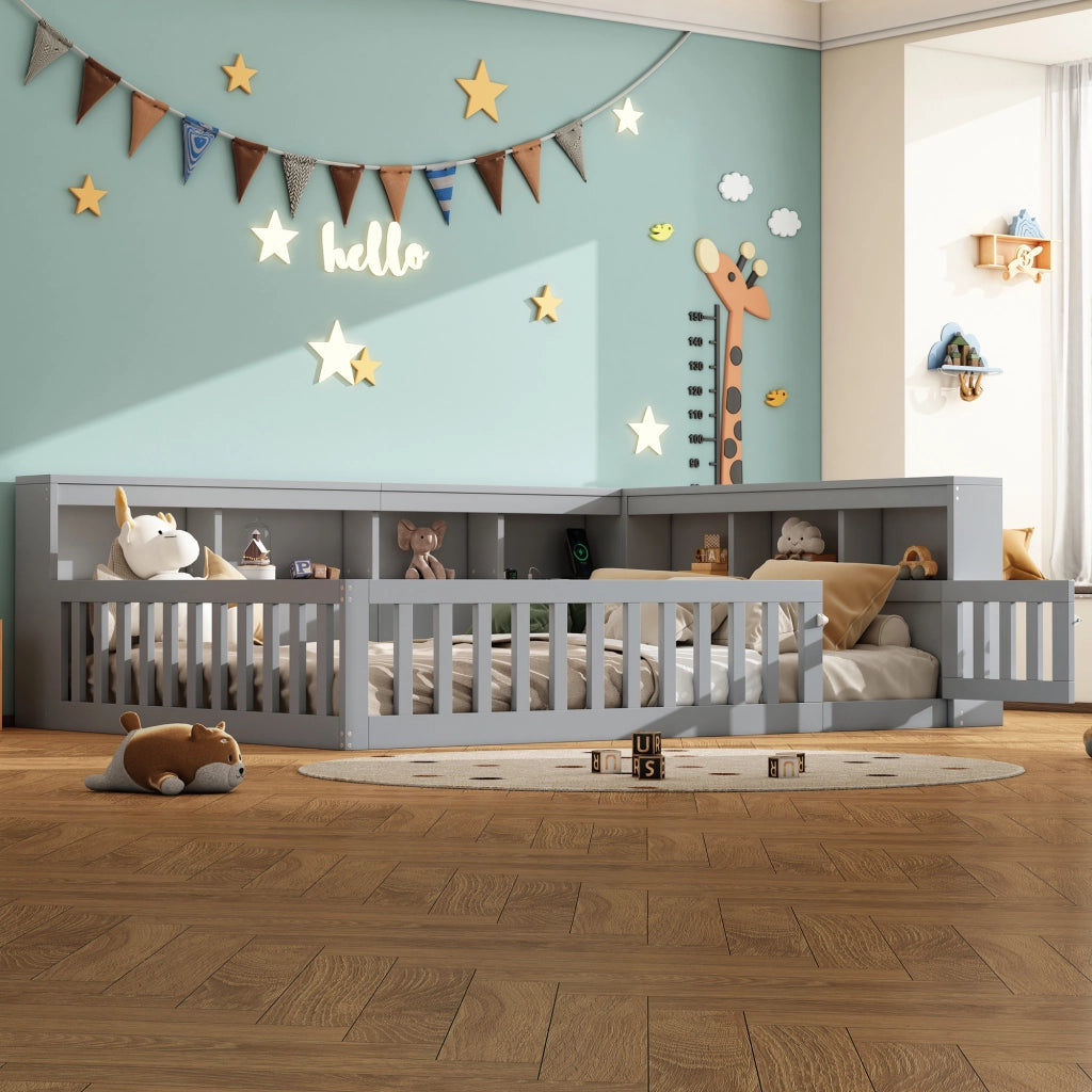 LETTO 140x190 cm Grigio in pannello truciolare con presa e USB