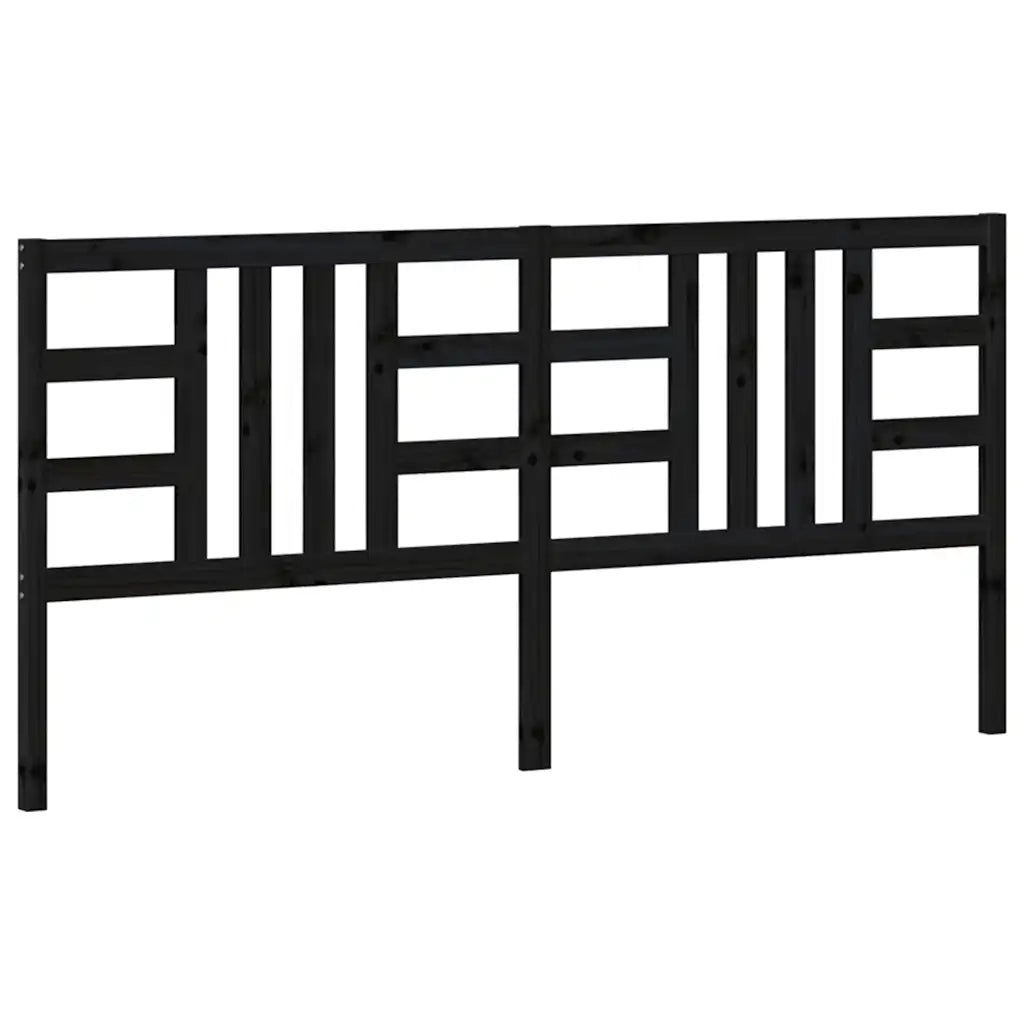 Testiera per Letto Nera 206x4x100 cm in Legno Massello di Pino