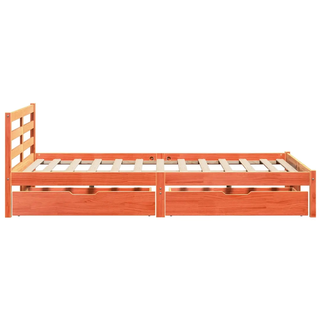 Letto senza Materasso Marrone Cera 135x190 cm in Legno di Pino
