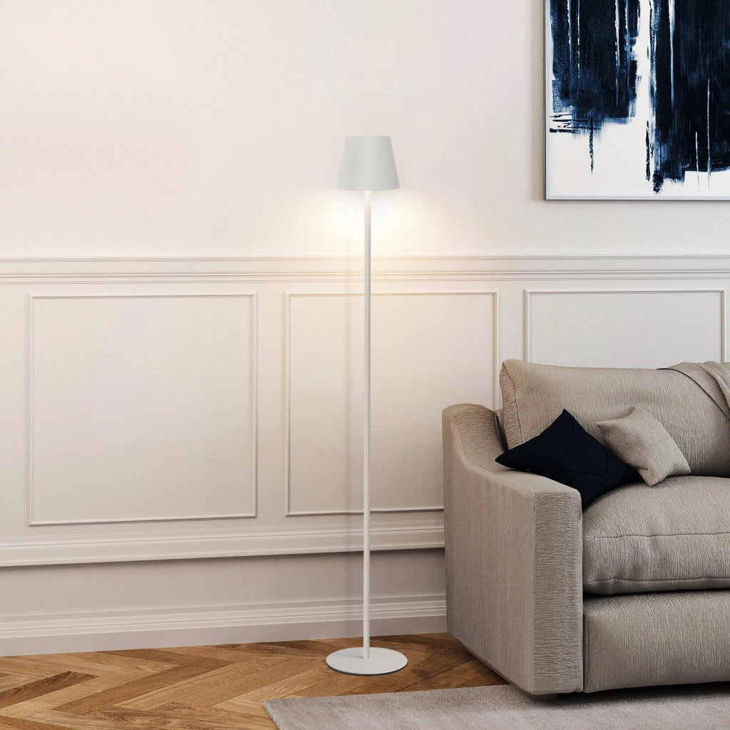 ZMH Lampada da terra LED bianca dimmerabile metallo moderna senza fili 125cm