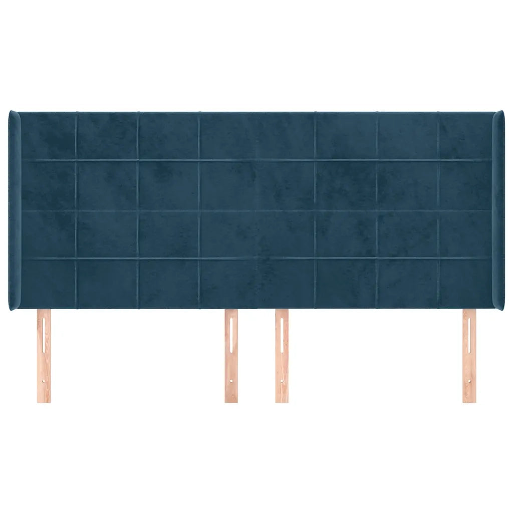 Testiera ad Orecchio Blu Scuro 203x23x118/128 cm in Velluto