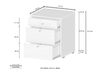 Cassettiera 3 Cassetti 47x45x61,2 cm Selina Bianco Lucido