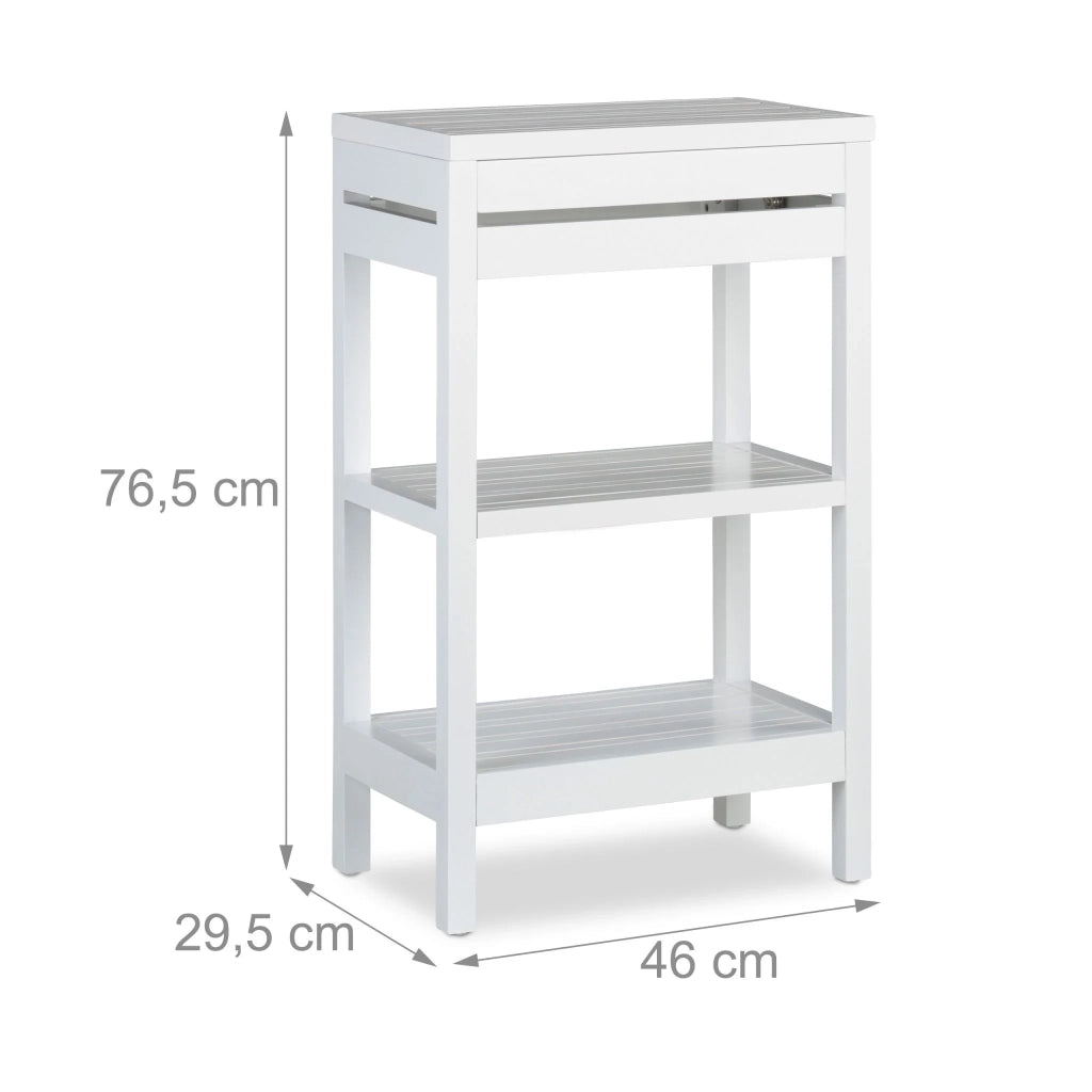 Scaffale da terra moderno bagno cucina 80 x 30 x 90 cm in bambù bianco 13_0004110