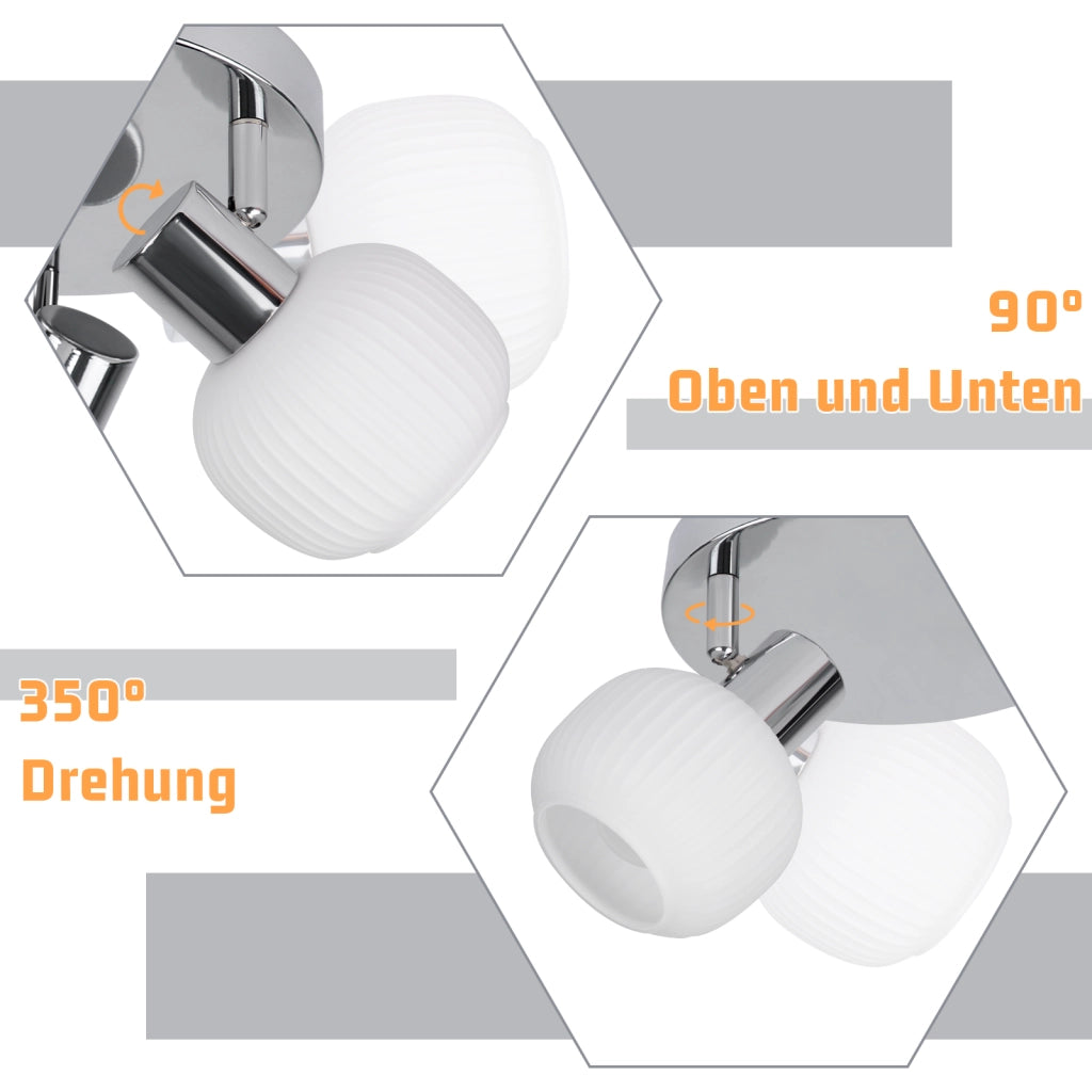 ZMH Faretto da soffitto bianco E14 Faretto orientabile con paralume in vetro per interni a 3 lampadine senza centro luce