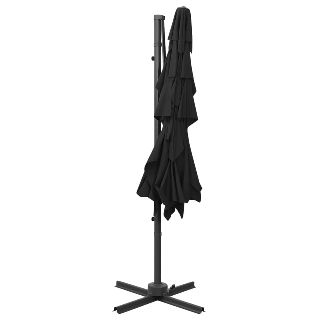 Ombrellone da giardino a quattro livelli con palo in alluminio 250 x 250 cm nero 02_0008790
