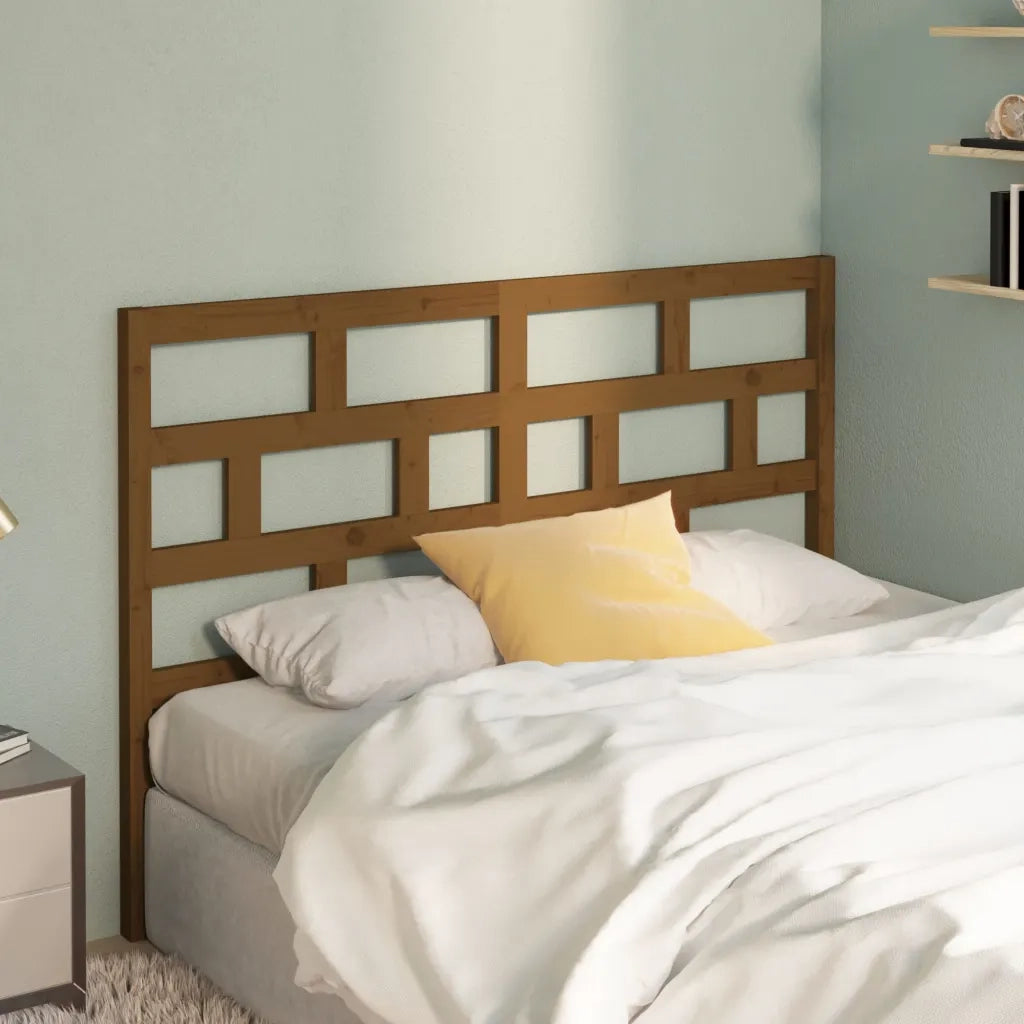 Testiera per Letto-Testata-Testiera Decorativa ambra 146x4x100 cm in Legno Massello di Pino 516031