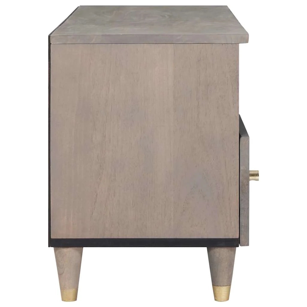 Mobile porta TV moderno con contenitore 100 x 33 x 46 cm design pratico ed elegante in legno di mango grigio 02_0057886