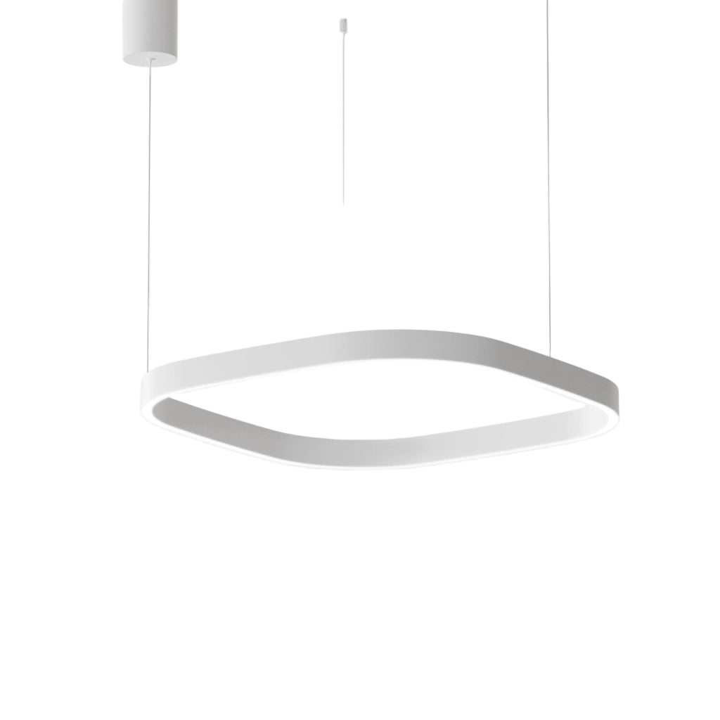 Lampada a Sospensione CRISEIDE S/1P Q - 60W LED 3000K Dimmerabile in Bianco Satinato, Struttura in Alluminio, Diffusore in Silicone - Gealuce