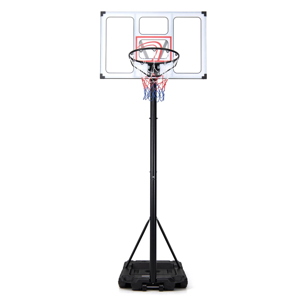 Canestro da basket portatile tabellone pc infrangibile e base, Supporto da basket con ruote regolabile in altezza