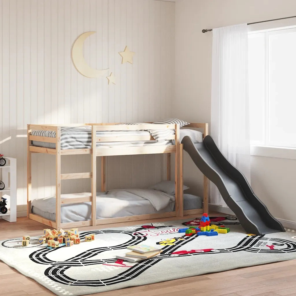 Letto a Castello Scivolo e Scala 80x200 cm Legno Massello Pino