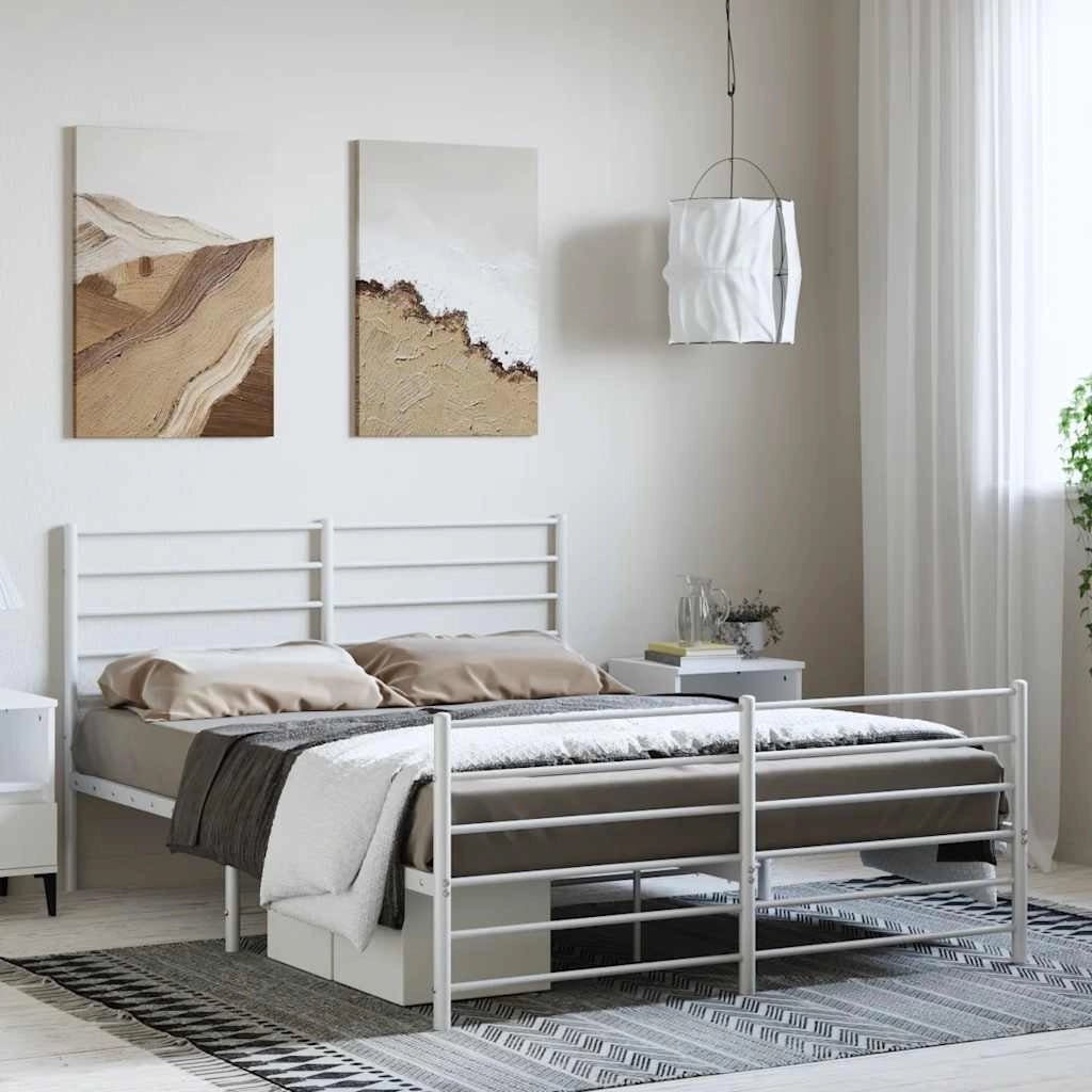 Giroletto con Testiera e Pediera Metallo Bianco 135x190 cmcod mxl 128029