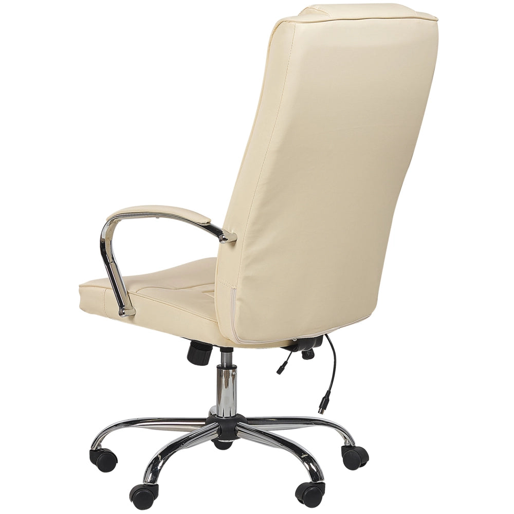 Sedia da ufficio massaggiante in ecopelle beige riscaldata 4 modalità gaming studio