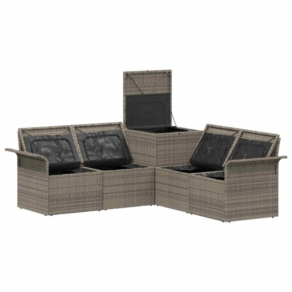 Set di divani 5 pz Grigio e Blu Navy Rattan sintetico e Acciaio 3447741